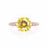MACY - Round Yellow Sapphire 18k Rose Gold Petite Pavé Shoulder Set Ring