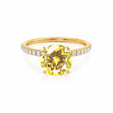 MACY - Chatham® Round Yellow Sapphire 18k Yellow Gold Petite Pavé Shoulder Set Ring