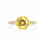 MACY - Chatham® Round Yellow Sapphire 18k Yellow Gold Petite Pavé Shoulder Set Ring