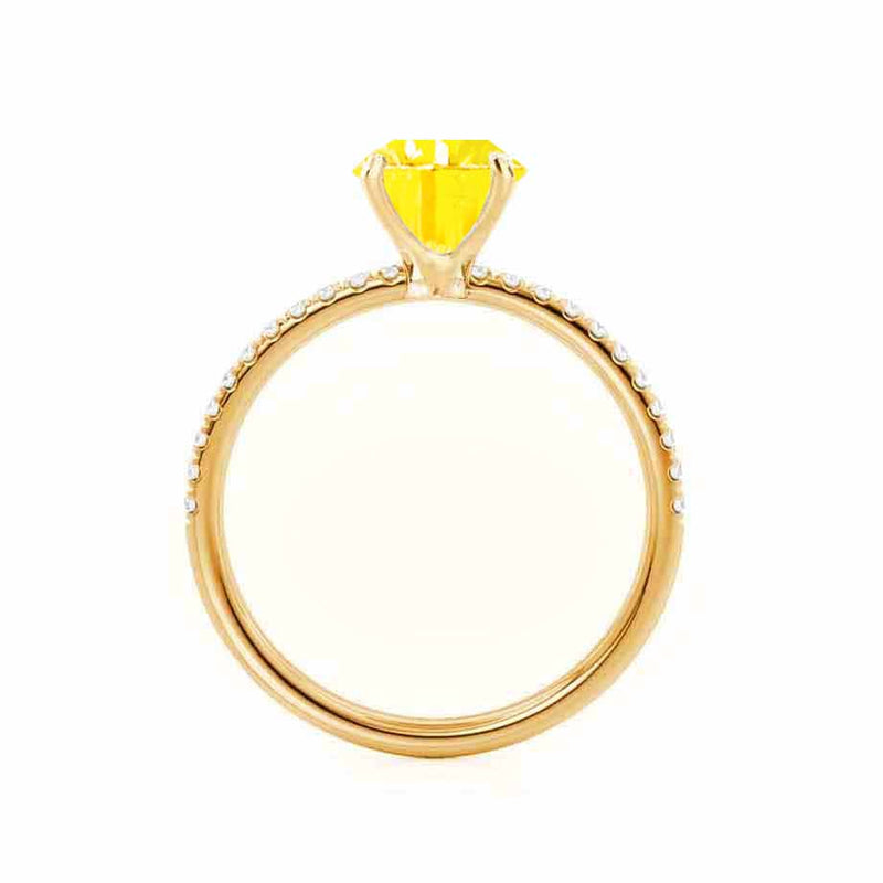 MACY - Chatham® Round Yellow Sapphire 18k Yellow Gold Petite Pavé Shoulder Set Ring