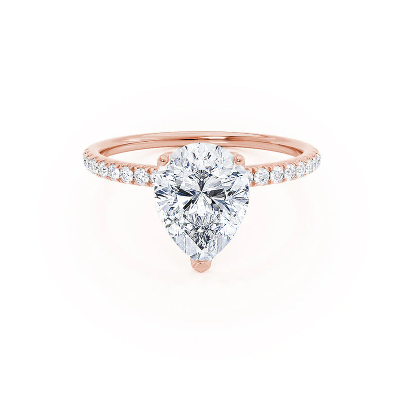 MACY - Pear Lab Diamond 18k Rose Gold Petite Solitaire