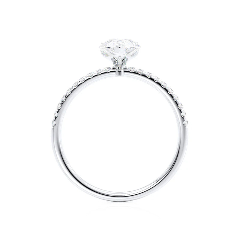 MACY - Pear Lab Diamond 18k White Gold Petite Solitaire