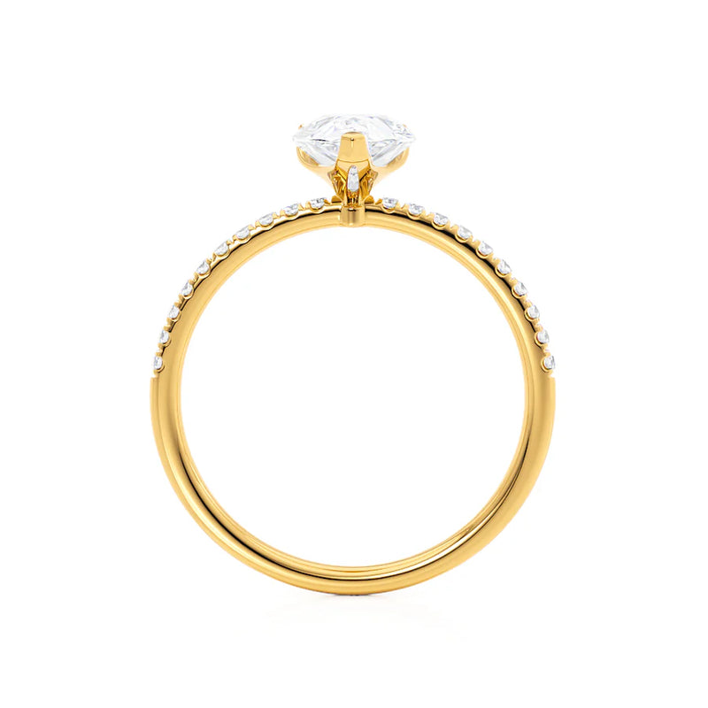 MACY - Pear Lab Diamond 18k Yellow Gold Petite Solitaire