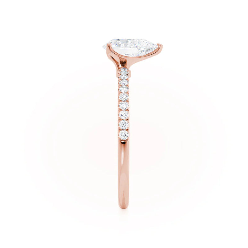 MACY - Pear Lab Diamond 18k Rose Gold Petite Solitaire