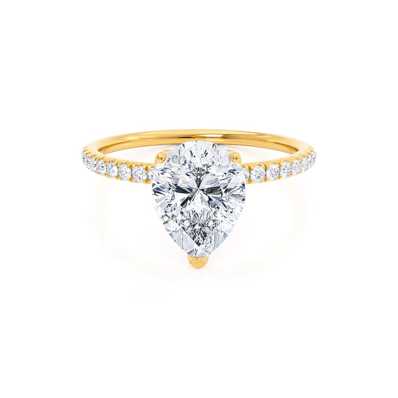 MACY - Pear Lab Diamond 18k Yellow Gold Petite Solitaire