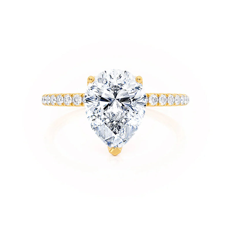 MACY - Pear Lab Diamond 18k Yellow Gold Petite Solitaire