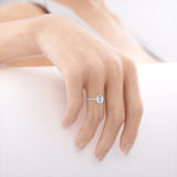 HOPE - Oval Lab Diamond 18k White Gold Shoulder Set Ring