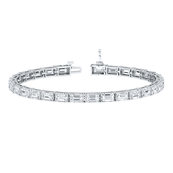 Monaco emerald Lab diamond white gold horizontal tennis bracelet Lily Arkwright