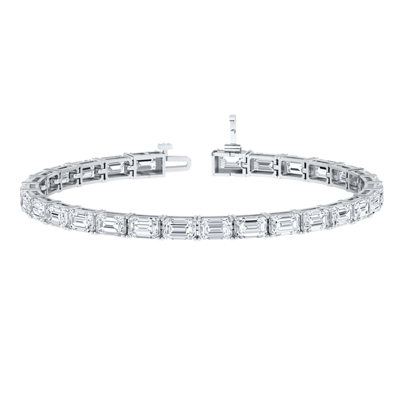 Monaco emerald Lab diamond white gold horizontal tennis bracelet Lily Arkwright