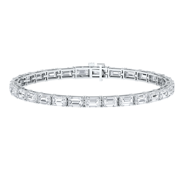 Monaco emerald Lab diamond platinum horizontal tennis bracelet Lily Arkwright