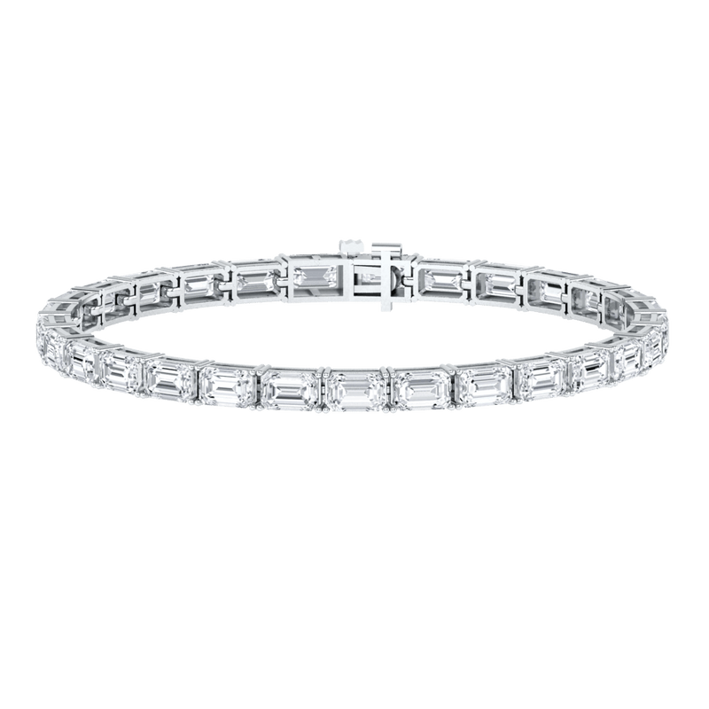 Monaco emerald Lab diamond platinum horizontal tennis bracelet Lily Arkwright