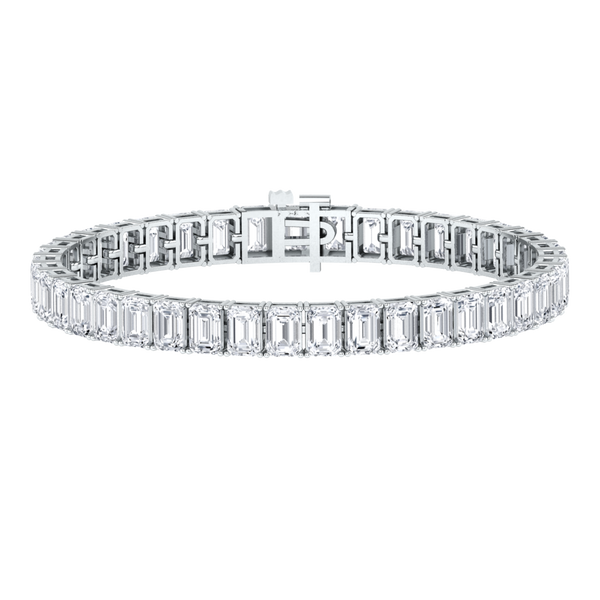 Monaco emerald Lab diamond white gold vertical tennis bracelet Lily Arkwright