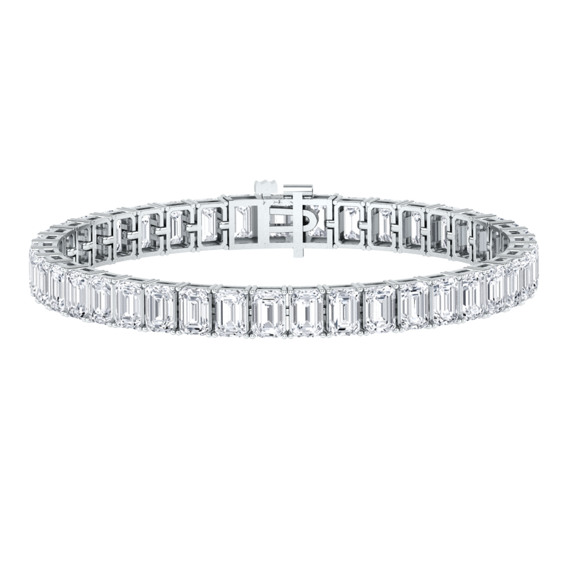 Monaco emerald Lab diamond white gold vertical tennis bracelet Lily Arkwright