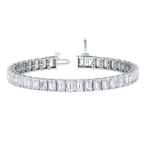 Monaco emerald Lab diamond white gold vertical tennis bracelet Lily Arkwright