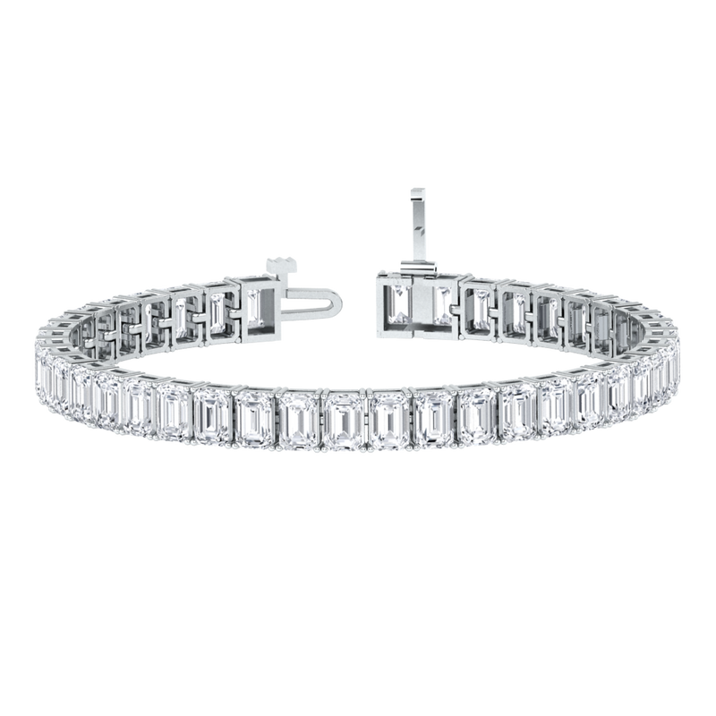 Monaco emerald Lab diamond white gold vertical tennis bracelet Lily Arkwright
