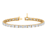 Monaco emerald Lab diamond yellow gold horizontal tennis bracelet Lily Arkwright