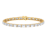 Monaco emerald Lab diamond yellow gold horizontal tennis bracelet Lily Arkwright
