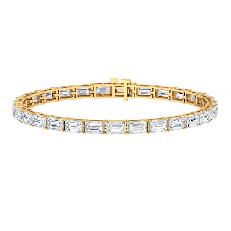 Monaco emerald Lab diamond yellow gold horizontal tennis bracelet Lily Arkwright