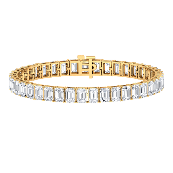 Monaco emerald Lab diamond yellow gold vertical tennis bracelet Lily Arkwright