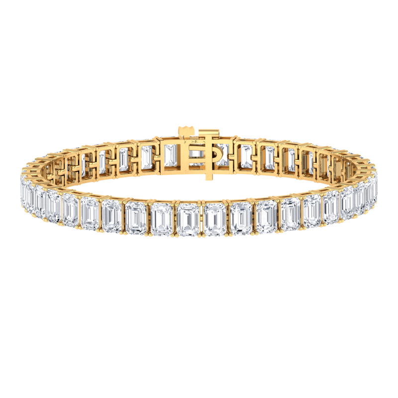 Monaco emerald Lab diamond yellow gold vertical tennis bracelet Lily Arkwright
