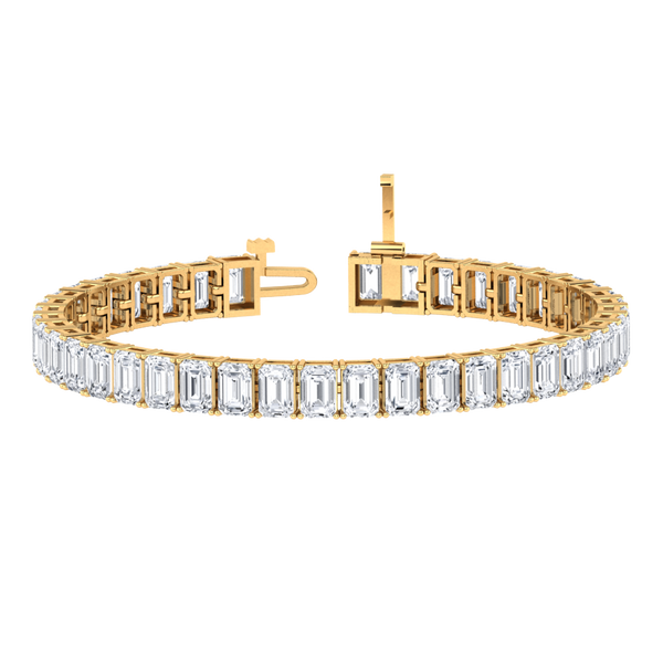Monaco emerald Lab diamond yellow gold vertical tennis bracelet Lily Arkwright