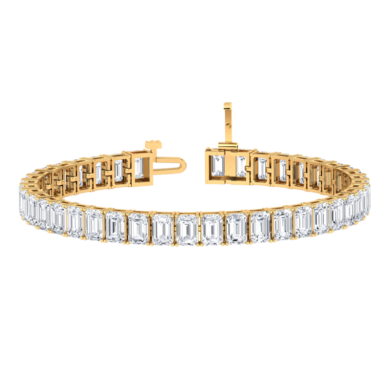 Monaco emerald Lab diamond yellow gold vertical tennis bracelet Lily Arkwright