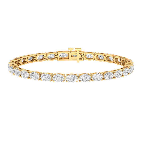 Monaco oval Lab diamond yellow gold horizontal tennis bracelet Lily Arkwright