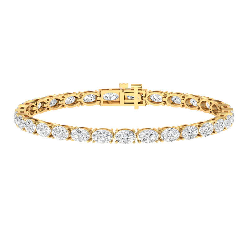 Monaco oval Lab diamond yellow gold horizontal tennis bracelet Lily Arkwright