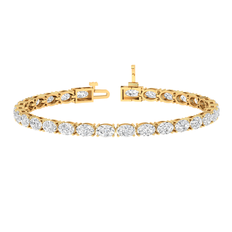 Monaco oval Lab diamond yellow gold horizontal tennis bracelet Lily Arkwright