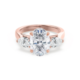 BLOSSOM - Oval Lab Diamond & Pear Lab Diamond 18k Rose Gold Trilogy Ring