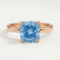 PARIS - Cushion Blue Lab Diamond 18k Rose Gold Hidden Halo Solitaire Ring