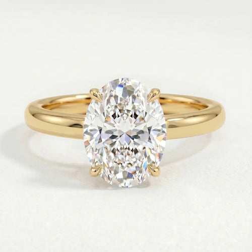 PARIS - Ready to Ship 2.02ct Oval Lab Diamond 18K Yellow Gold Hidden Halo