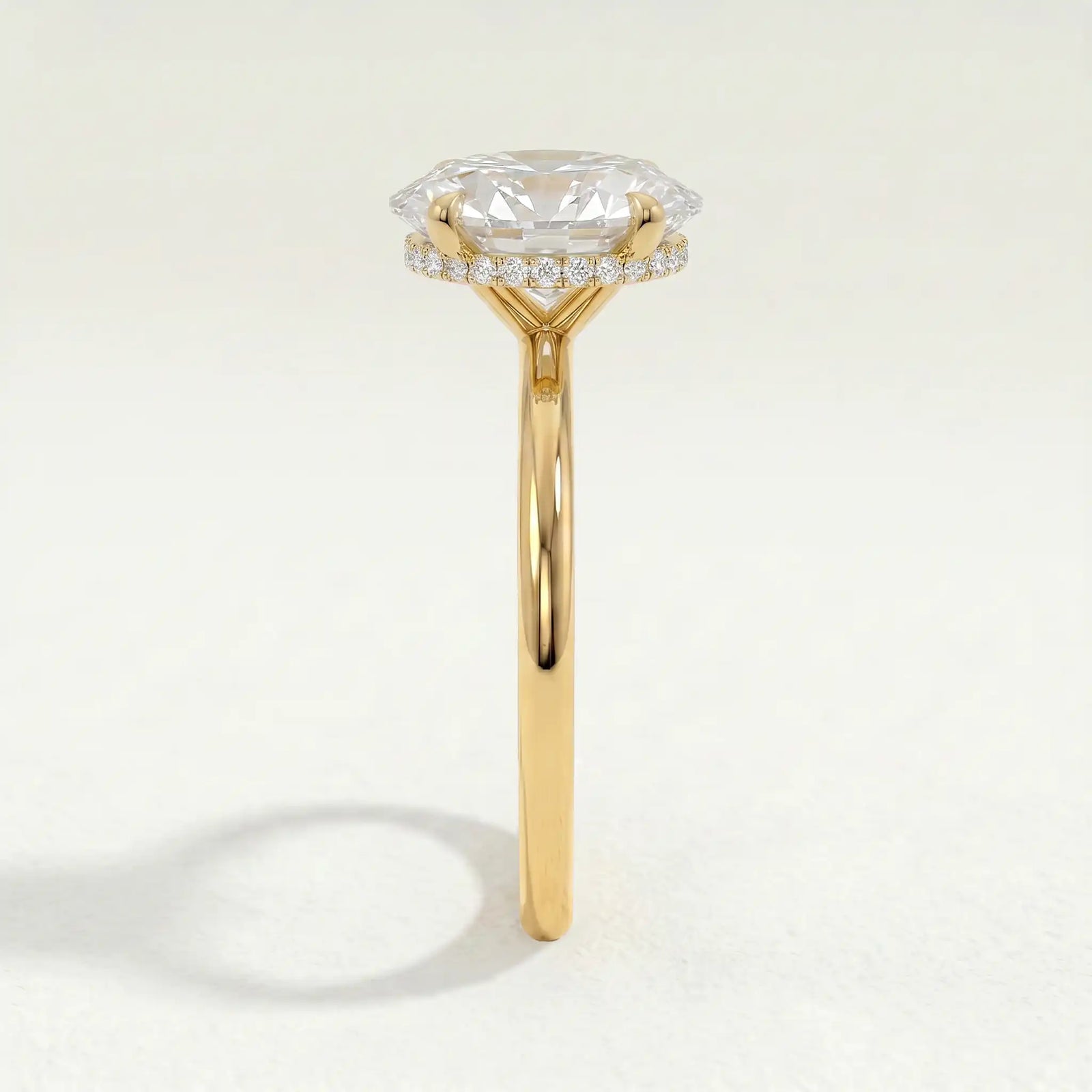 PARIS - Oval Lab Diamond 18k Yellow Gold Hidden Halo Engagement