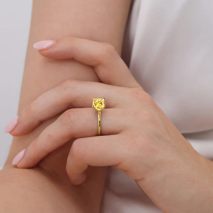 PARIS - Chatham® Princess Yellow Sapphire & Diamond 18k Yellow Gold Petite Hidden Halo