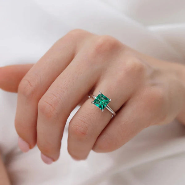 PARIS - Chatham® Princess Emerald & Diamond 950 Platinum Petite Hidden Halo
