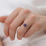 PARIS - Chatham® Princess Alexandrite & Diamond 18k Rose Gold Petite Hidden Halo