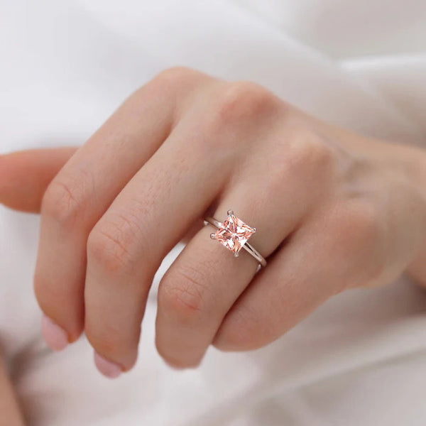 PARIS - Chatham® Princess Champagne Sapphire & Diamond 18k Rose Gold Petite Hidden Halo