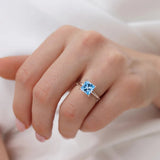 PARIS - Chatham® Princess Aqua Spinel & Diamond 18k Rose Gold Petite Hidden Halo