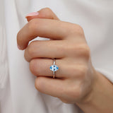 PARIS - Chatham® Oval Aqua Spinel & Diamond 18k White Gold Petite Hidden Halo