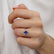 PARIS - Oval Blue Sapphire & Diamond 950 Platinum Petite Hidden Halo