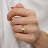 PARIS - Chatham® Oval Yellow Sapphire & Diamond 18k White Gold Petite Hidden Halo