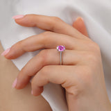 PARIS - Chatham® Oval Pink Sapphire & Diamond 18k White Gold Petite Hidden Halo