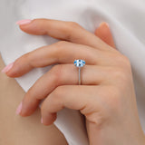 PARIS - Chatham® Oval Aqua Spinel & Diamond 18k White Gold Petite Hidden Halo