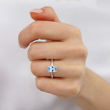 PARIS - Chatham® Elongated Cushion Aqua Spinel & Diamond 18k White Gold Petite Hidden Halo