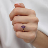 PARIS - Chatham® Oval Alexandrite & Diamond 18k Rose Gold Petite Hidden Halo