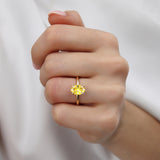 PARIS - Chatham® Oval Yellow Sapphire & Diamond 18k Yellow Gold Petite Hidden Halo