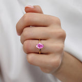 PARIS - Chatham® Oval Pink Sapphire & Diamond 18k Rose Gold Petite Hidden Halo