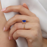 PARIS - Chatham® Oval Blue Sapphire & Diamond 18k Rose Gold Petite Hidden Halo