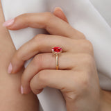 PARIS - Chatham® Oval Ruby & Diamond 18k Rose Gold Petite Hidden Halo