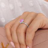 PARIS - Chatham® Radiant Pink Sapphire & Diamond 18k White Gold Petite Hidden Halo